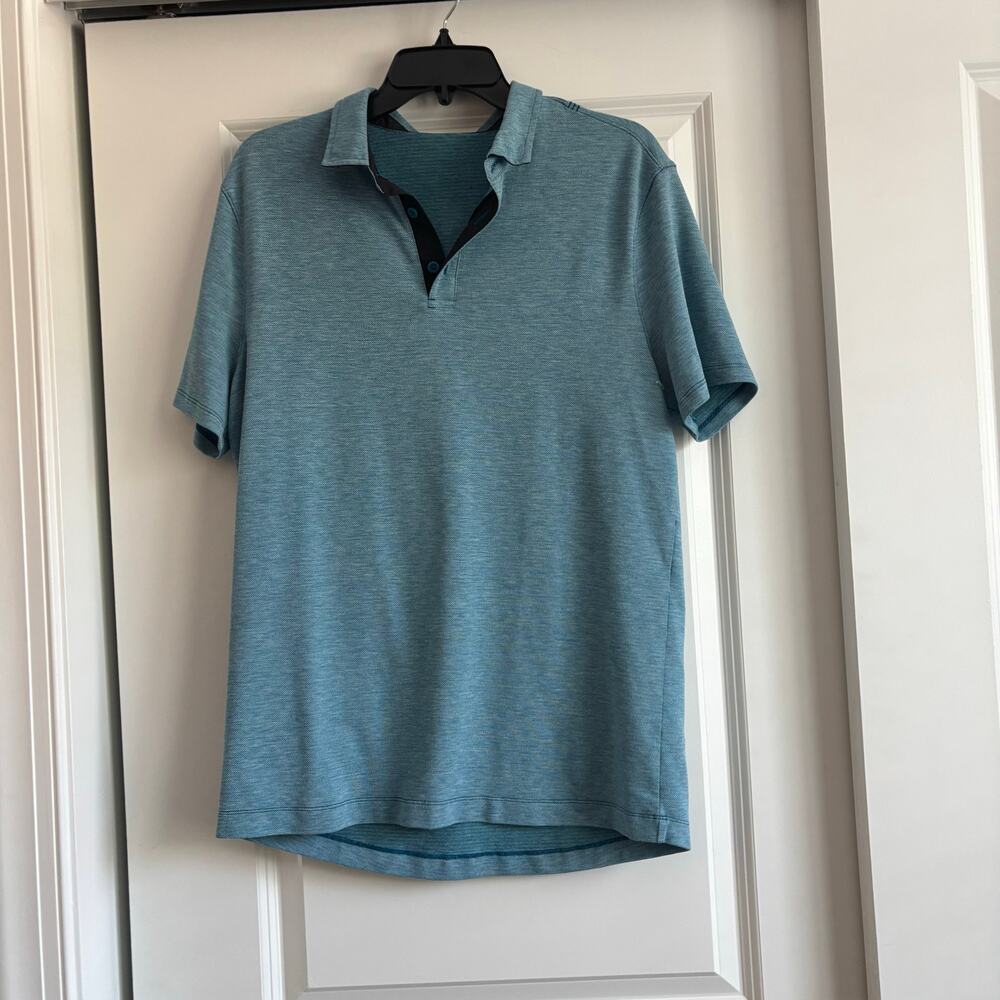 Lululemon Men’s Evolution Polo Shirt Sz M Blue Performance Athletic Breathable